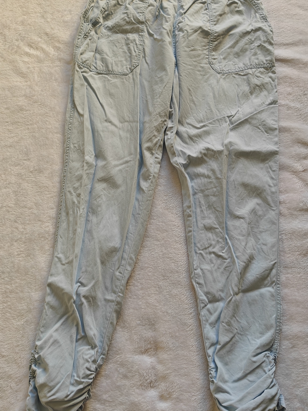 Thread + Supply Women’s Chambray Light Blue Twill Jogger Pants Pockets Size M